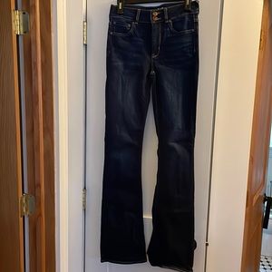 Flare jeans, dark wash, size 4 long